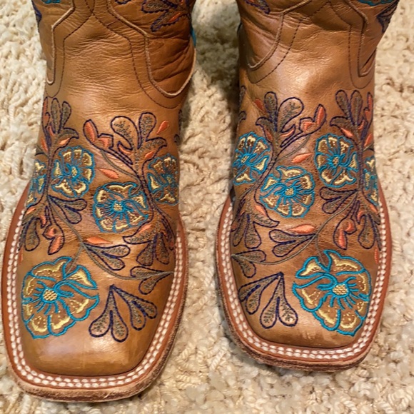Macie Bean Western Cowboy Boots Turquoise Trim - Picture 6 of 13